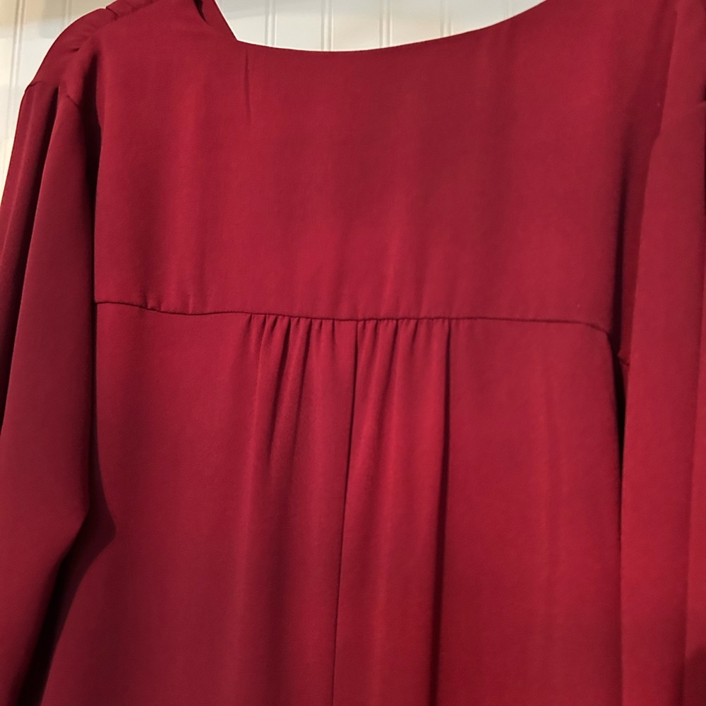 A New Day Burgundy V-Neck Dress - Picture 3 of 8